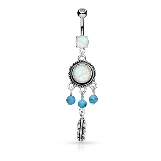 316L Surgical Steel 316L Surgical Steel Opal Glitter Center With...