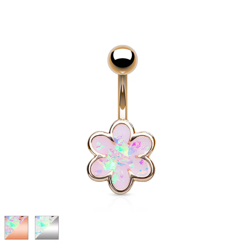 316L Surgical Steel 316L Surgical Steel Opal Glitter Filled 6 Petal...