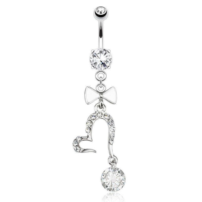 316L Surgical Steel 316L Surgical Steel Open Heart With Large Gem and...