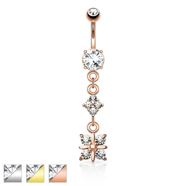 316L Surgical Steel 316L Surgical Steel Paved Diamond With 4 Quadrant...