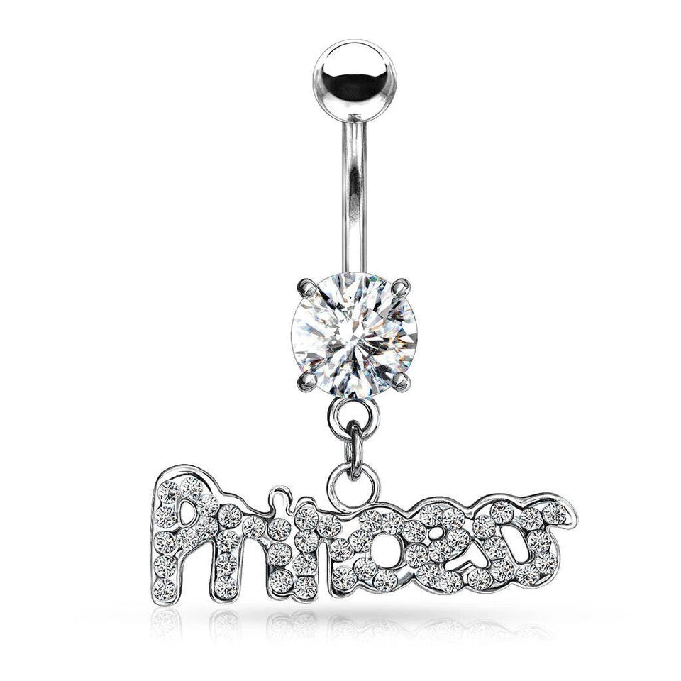 316L Surgical Steel 316L Surgical Steel Princess Dangle Belly Button Ring