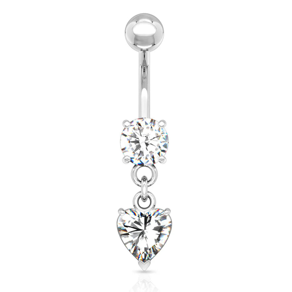 316L Surgical Steel 316L Surgical Steel Round CZ Prong Set Heart CZ...
