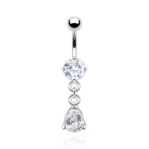 316L Surgical Steel 316L Surgical Steel Round CZ Prong Set Pear CZ...