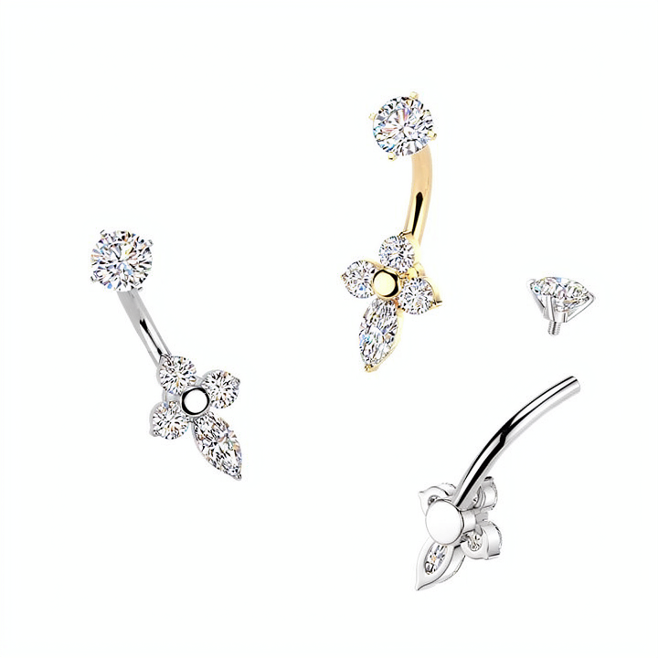 316L Surgical Steel All 316L Internally Threaded Prong Set Cross CZ...
