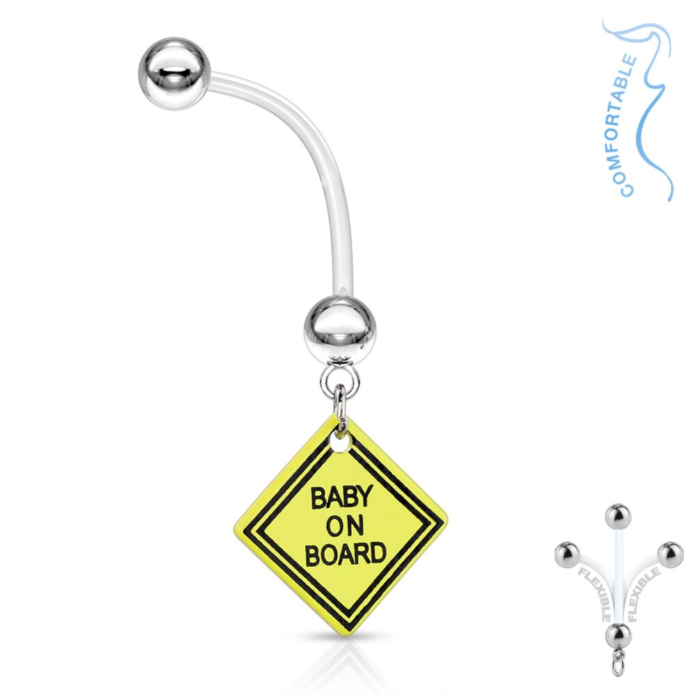 316L Surgical Steel Bio Flex Surface Pregnancy Piercing Navel Ring with...