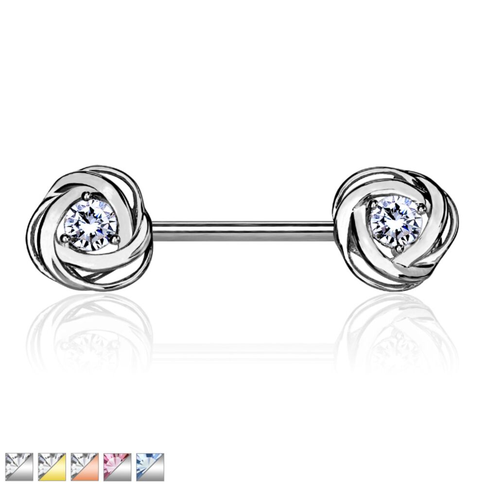 316L Surgical Steel CZ Centered Rose Blossom Ends 316L Surgical Steel...
