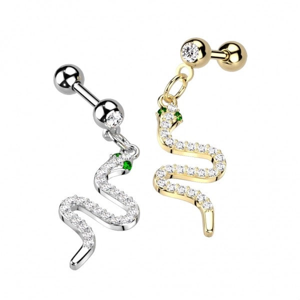 316L Surgical Steel CZ Pave Snake Dangle 316L Surgical Steel...