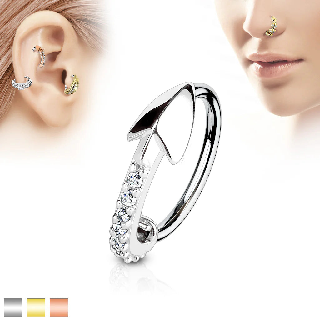 316L Surgical Steel CZ Paved Arrow 316L Surgical Steel Nose, Cartilage...