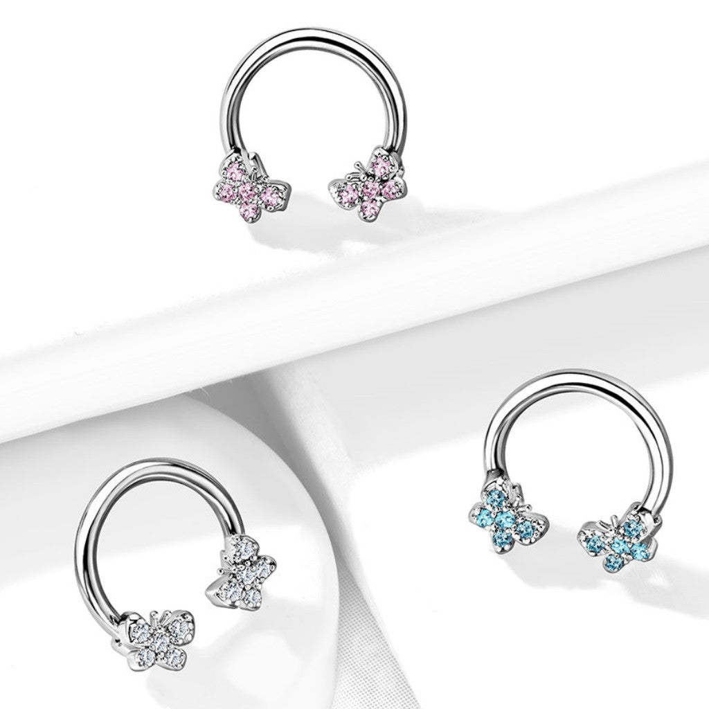 316L Surgical Steel CZ Paved Butterfly Ends 316L Surgical Steel...