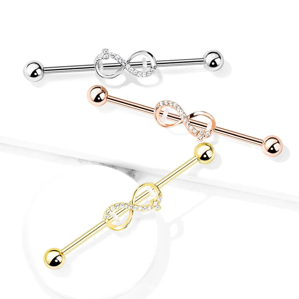 316L Surgical Steel CZ Paved Infinity 316L Surgical Steel Industrial...