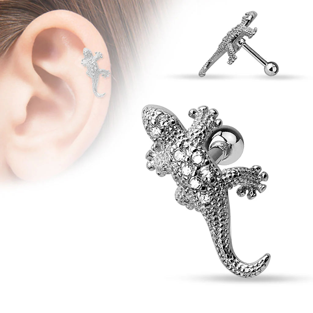 316L Surgical Steel CZ Paved Lizard 316L Surgical Steel...