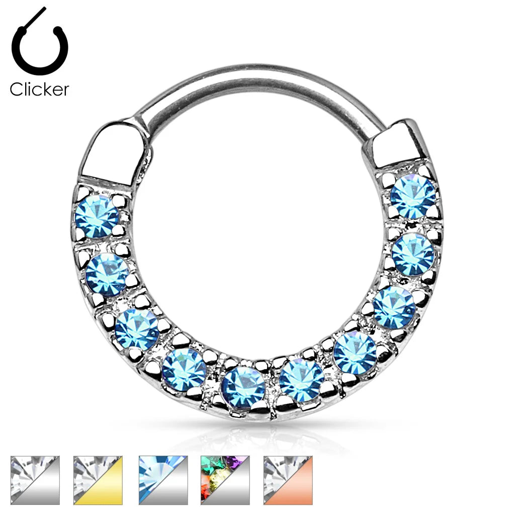 316L Surgical Steel CZ Paved Round Top 316L Surgical Steel Nose...