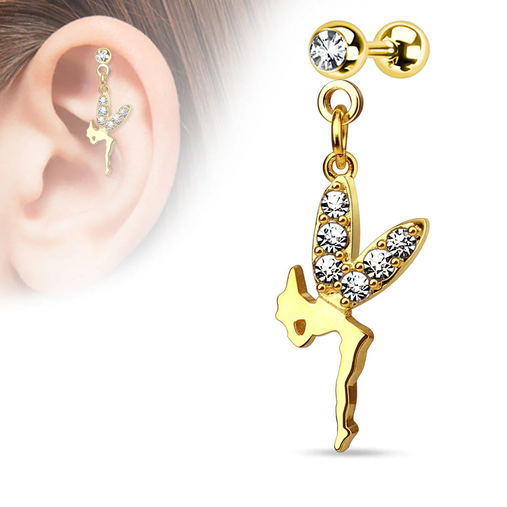 316L Surgical Steel CZ Paved Wing Fairy Dangle 316L Surgical Steel...