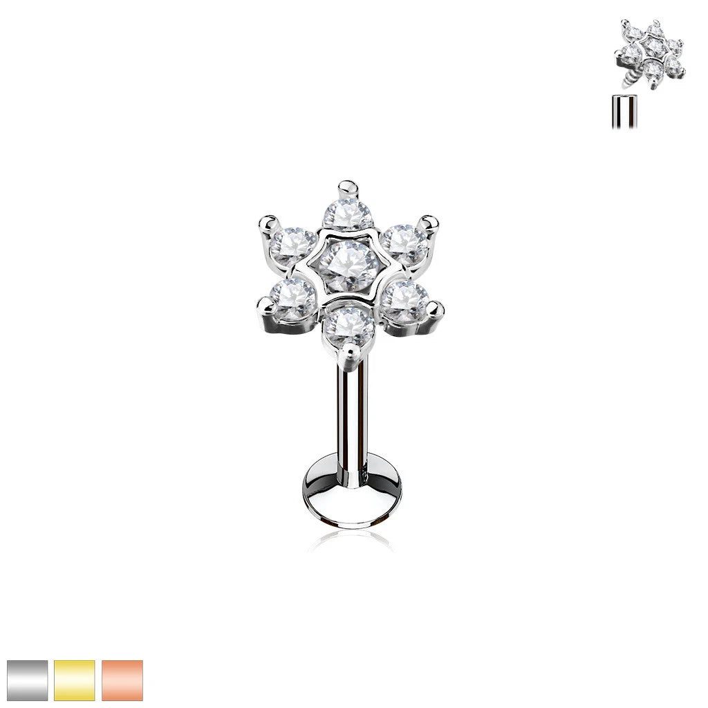 316L Surgical Steel CZ Set Star Top 316L Surgical Steel Internally...