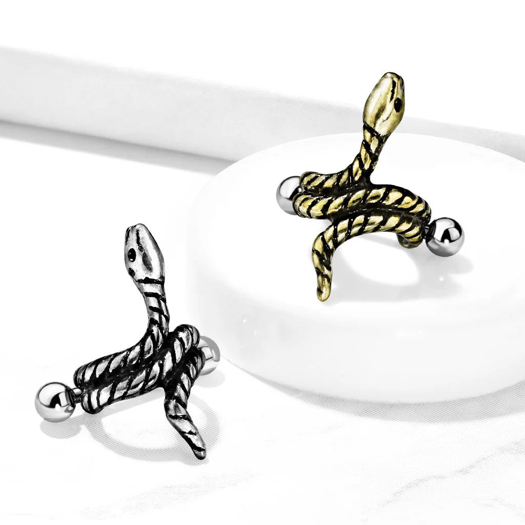 316L Surgical Steel Coiled Snake Helix Cuff with 316L Surgical Steel...