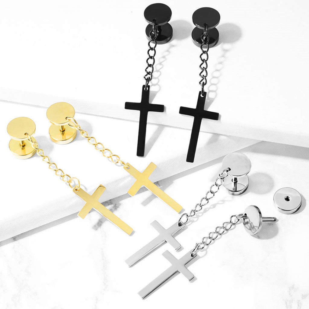 316L Surgical Steel Cross on Chain Dangle 16 Gauge 316L Surgical Steel...