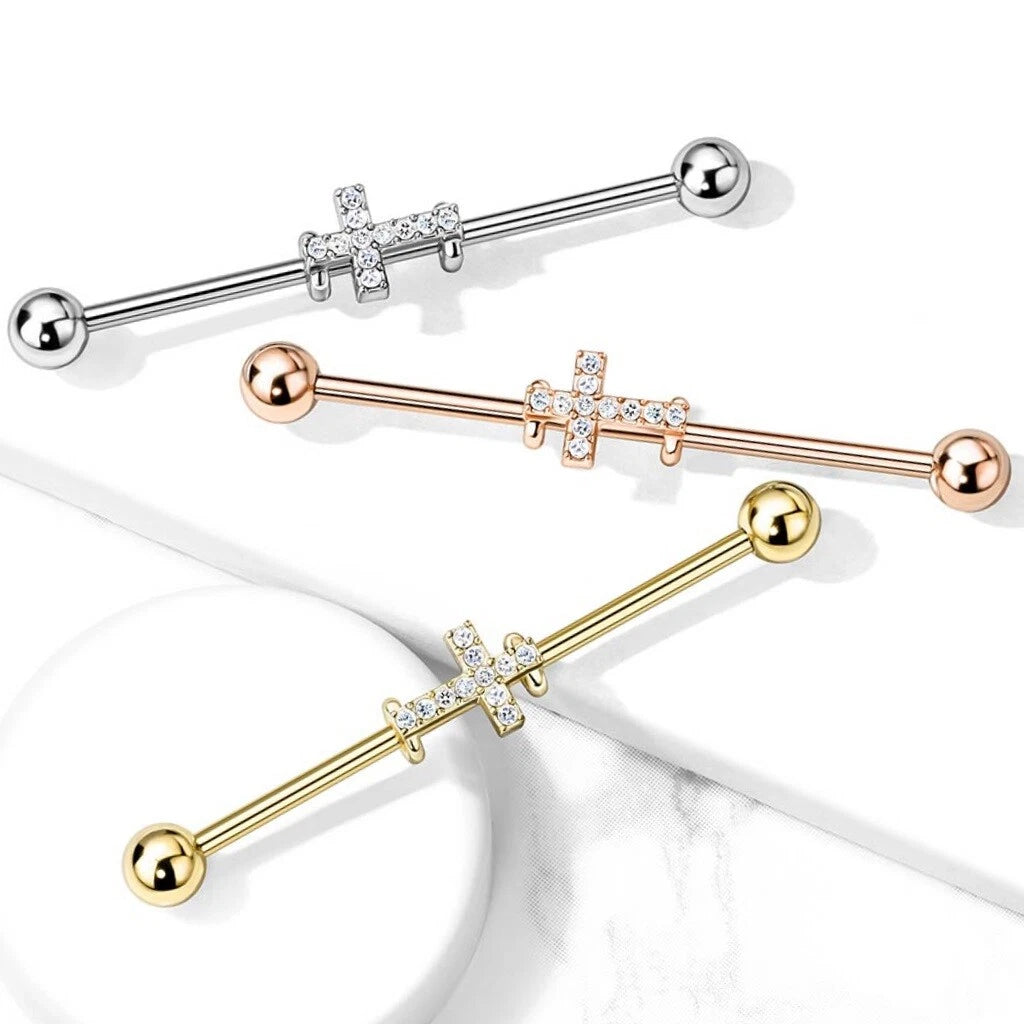 316L Surgical Steel Crystal Paved Cross 316L Surgical Steel Industrial...