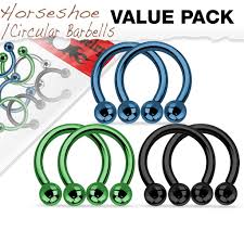 316L Surgical Steel Horseshoes. Titanium PVD Blue,Green and Black