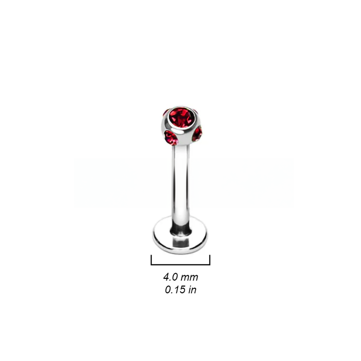 316L Surgical Steel Labret/Monroe With 5-Gem Set 4mm Ball