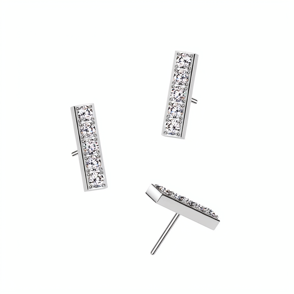 316L Surgical Steel Threadless Push In 5 CNC Set CZ Bar Top