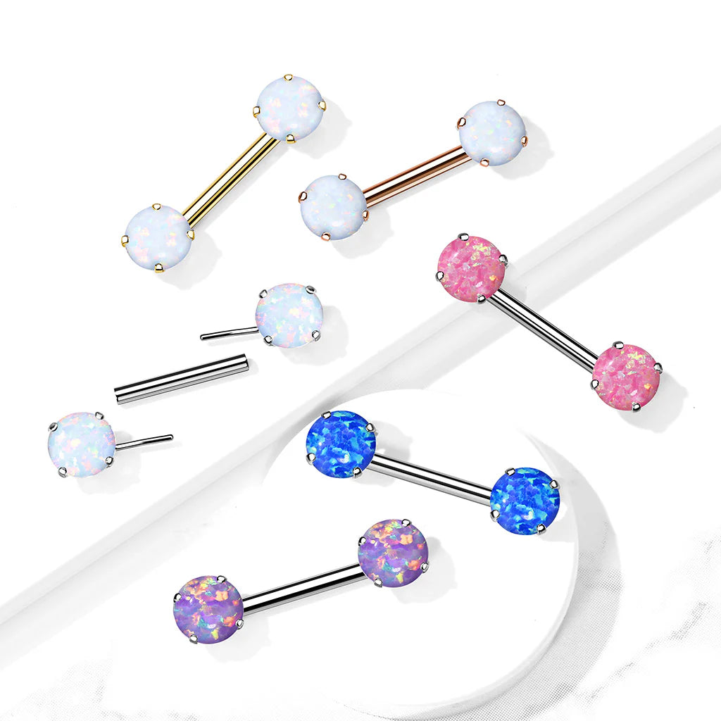 316L Surgical Steel Threadless Push in Nipple Barbells with Prong Set...