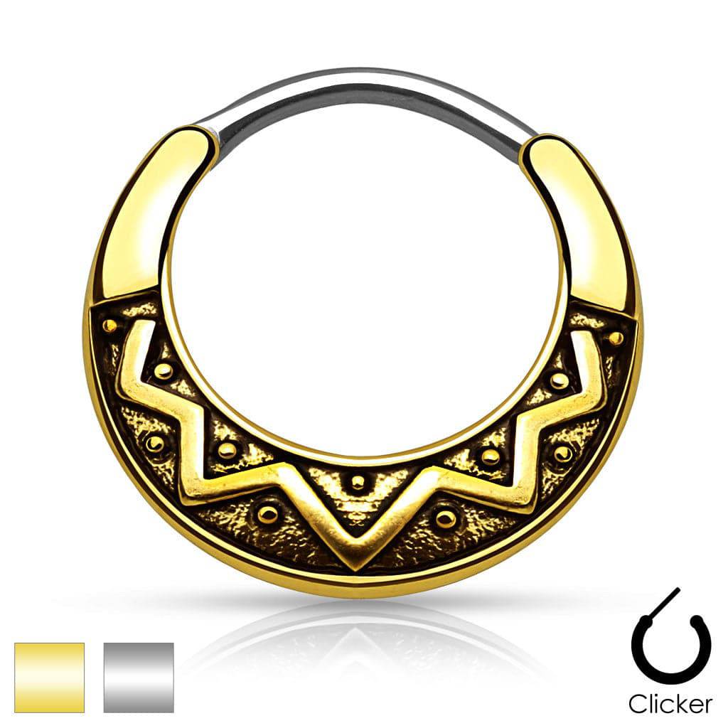 316L Surgical Steel Tribal Fan Design Round 316L Surgical Steel Septum...