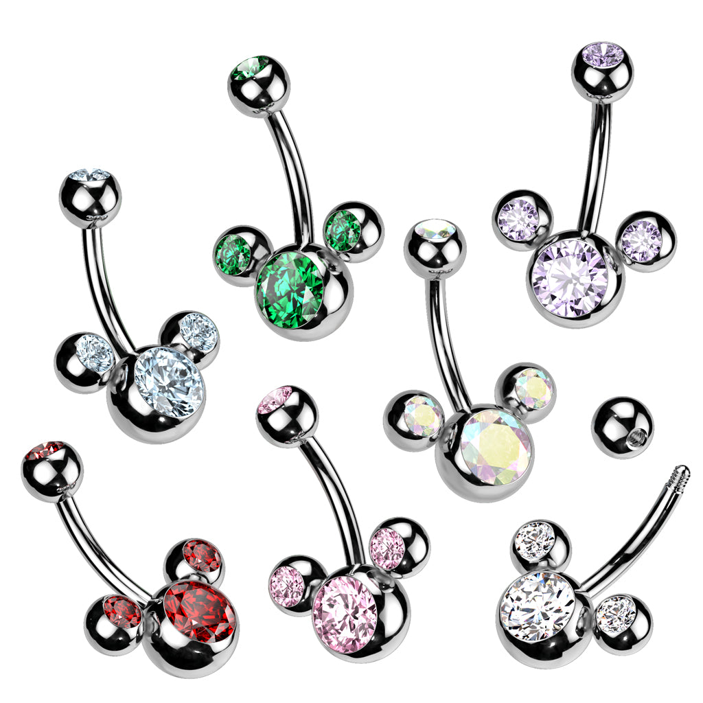 316L Surgical Steel Triple Bubble Navel Ring