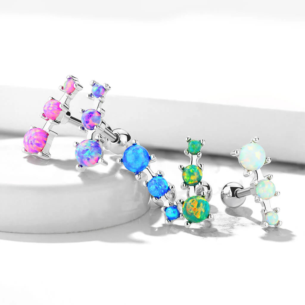 316L Surgical Steel Triple Opal Prong Se 316L Surgical Steel...