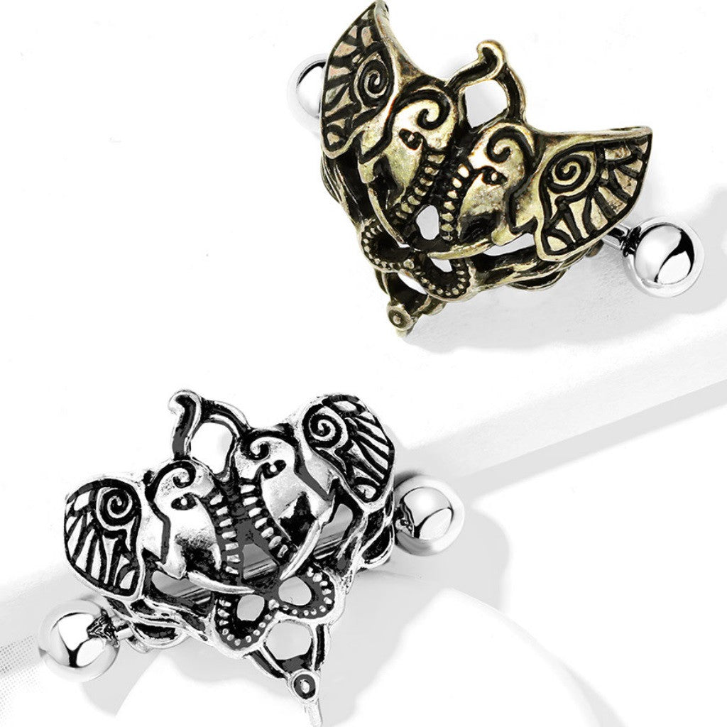 316L Surgical Steel Two Elephants 316L Surgical Steel Nipple Shield Ring