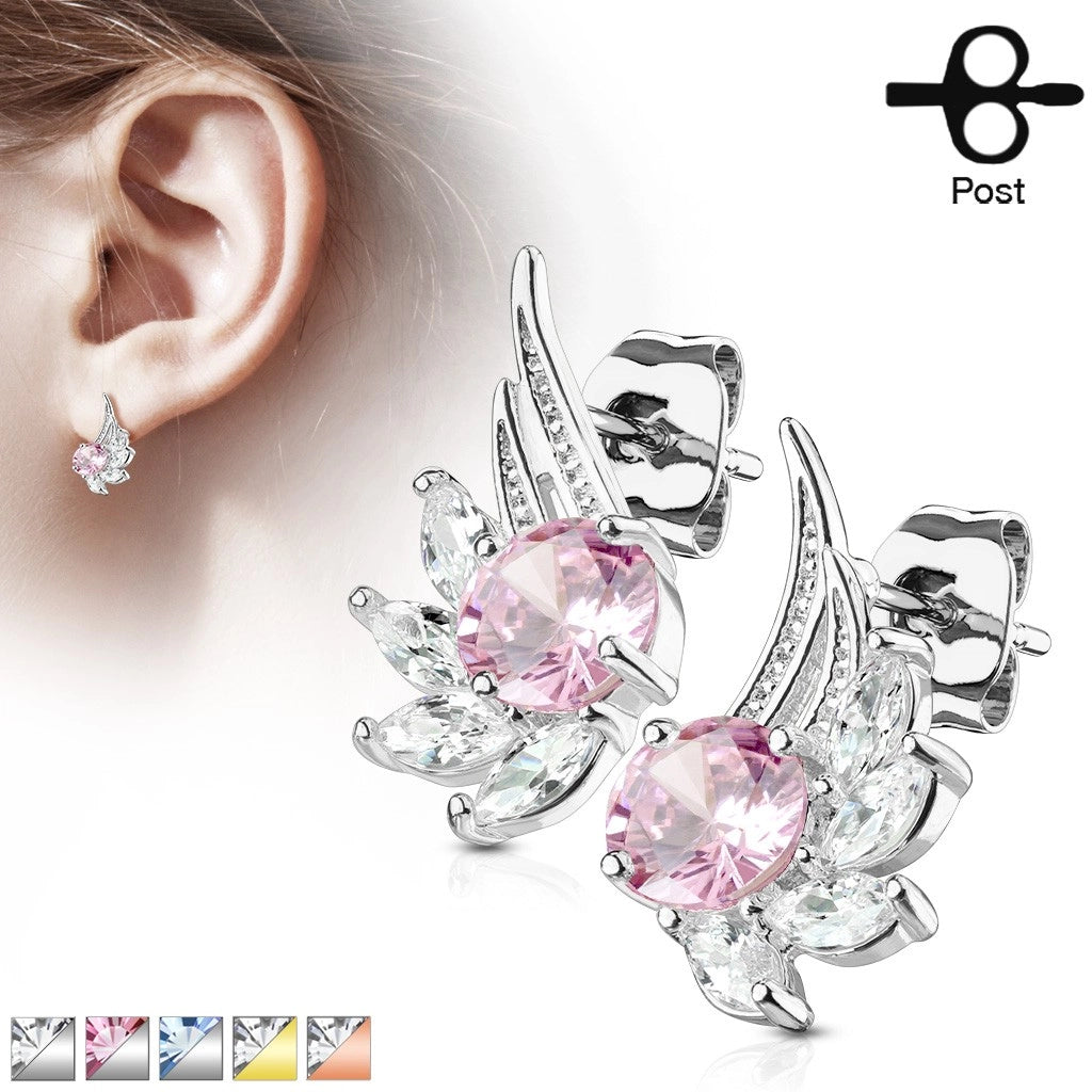 316L Surgical Steel Pair of CZ Angel Wing 316L Surgical Steel Post...