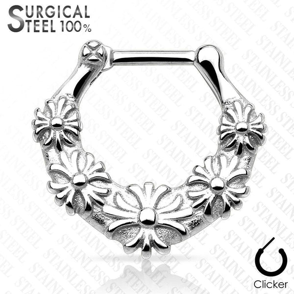 316L Surgical Steel Floral 316 Surgical Steel Septum Clicker