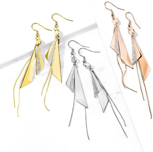 316L Surgical Steel Pair of One and Two Tone Triangles and Chain Dangle...