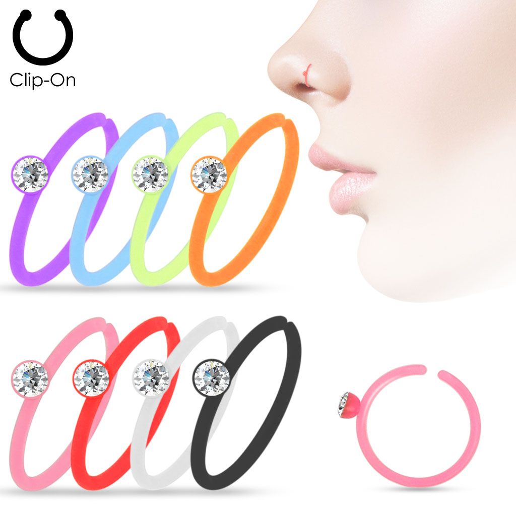 Crystal Set Color Acrylic Nose Hoop Mix