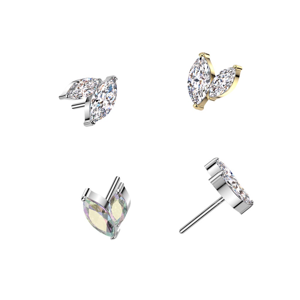 Implant Grade Titanium Internally Threaded Double Marquise CZ Top