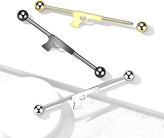 316L Surgical Steel Hand Gun Industrial Barbell