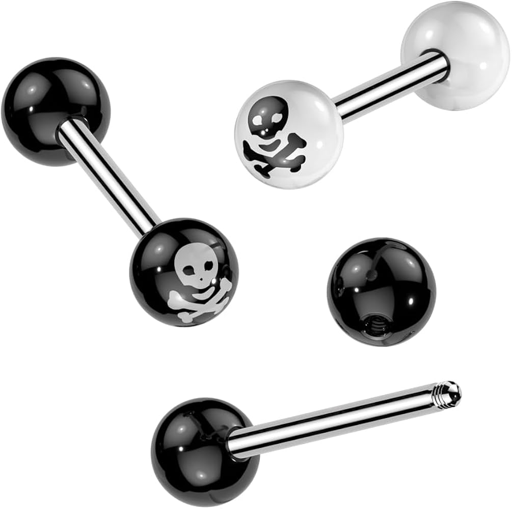 Crossbone Acrylic Balls 316L Surgical Steel Barbell