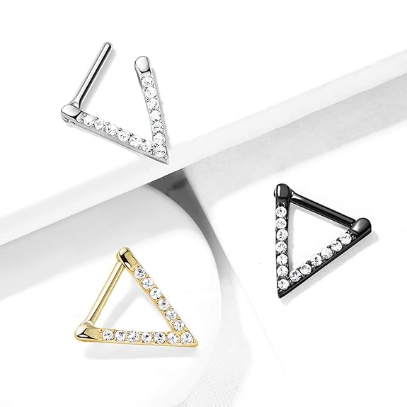 316L Surgical Steel All Surgical Steel CZ Paved Triangle Clicker for...