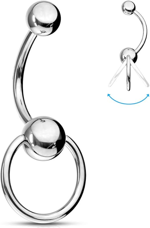 316L Surgical Steel Slave Navel Ring w/ 5/6mm Ball