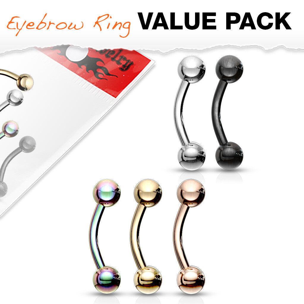 Plated Mixe Color 316L Surgical Steel Eyebrow Curve Ring