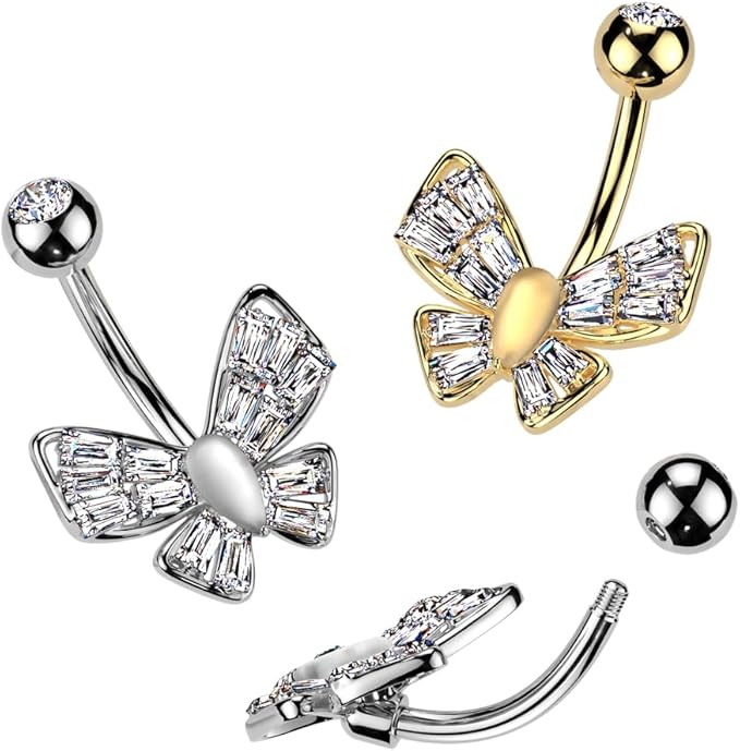 316L Surgical Steel 316L Surgical Steel CZ Butterfly With Cat's Eye...