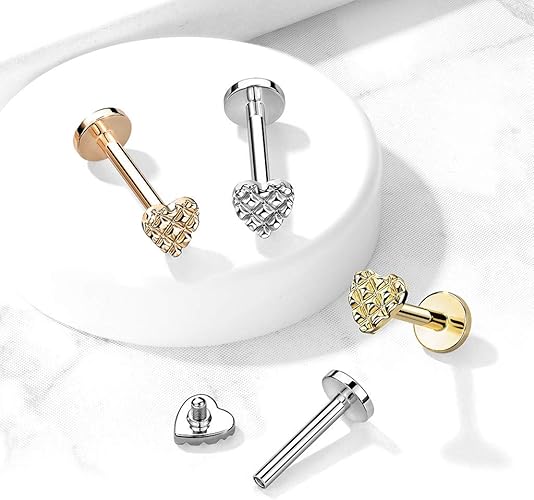316L Surgical Steel Diamond Cut Heart 316L Surgical Steel Internally...