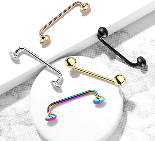 316L Surgical Steel Flat Disc Ends 9 Degree Bent Staple Barbells for...