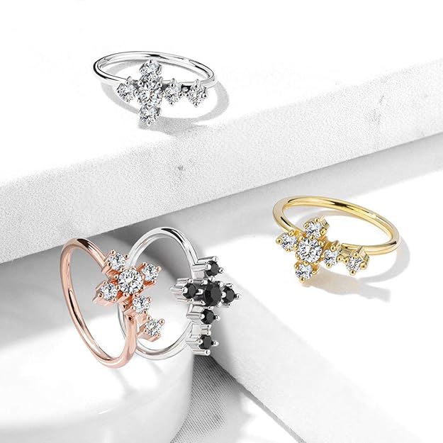 Brass CZ Cross Bendable Hoop