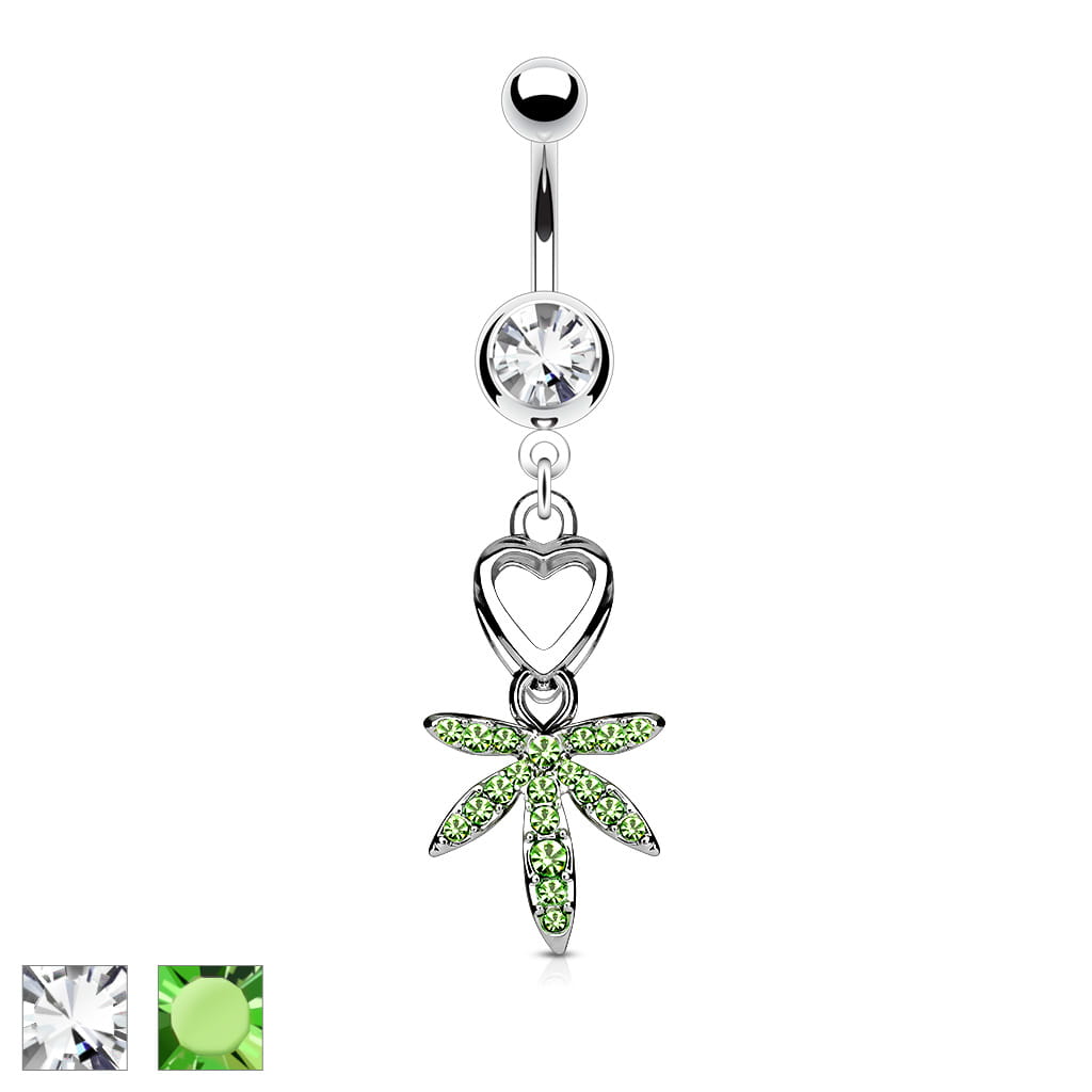 316L Surgical Steel 316L Surgical Steel Navel Heart and Gem Pave Pot...
