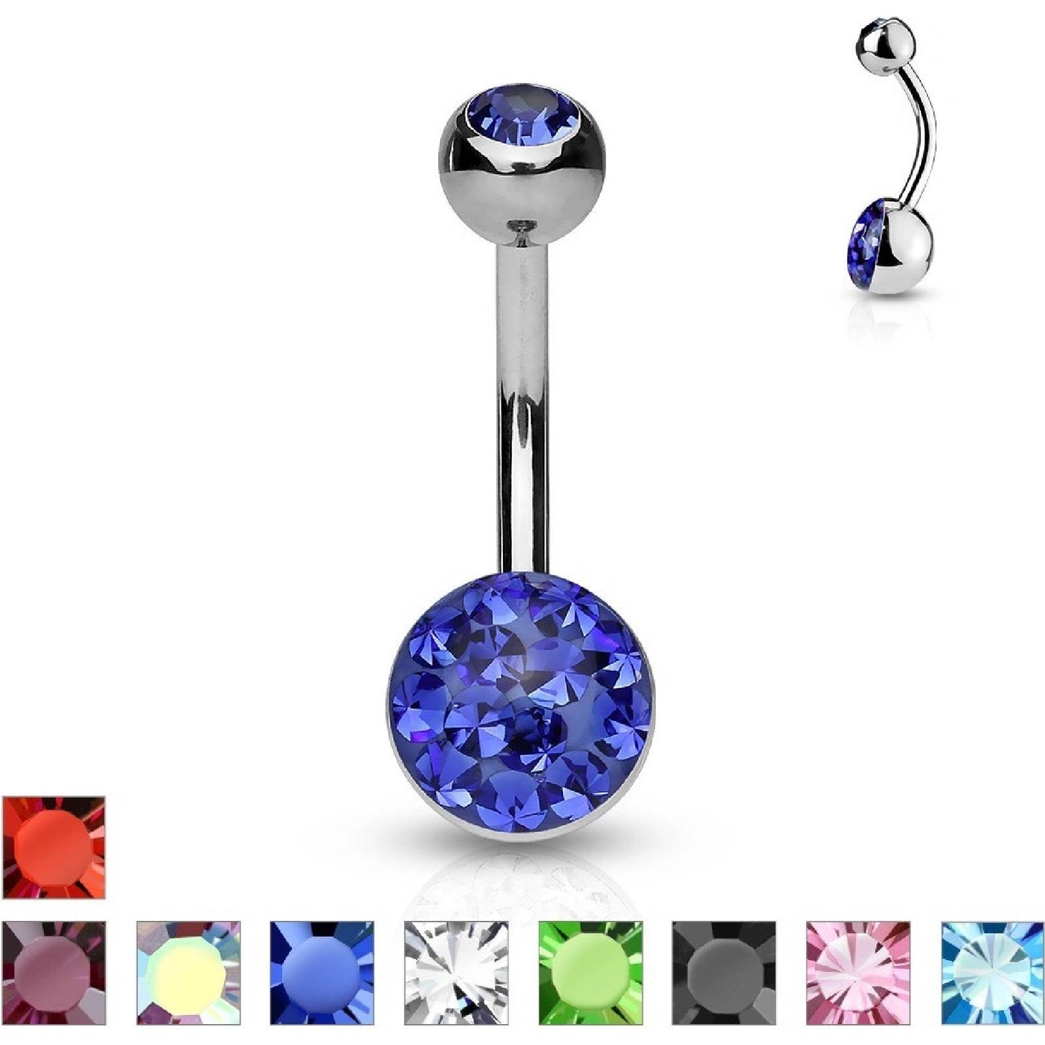 8mm Austrian Crystal Paved Ferido Dome Bottom and Gem Set Top Ball...