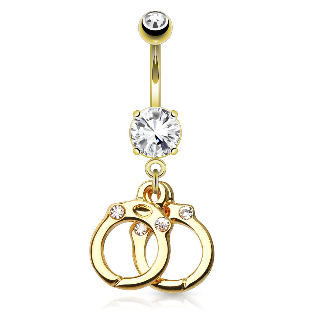 316L Surgical Steel 316L Surgical Steel Hand Cuffs With 14kt Gold...