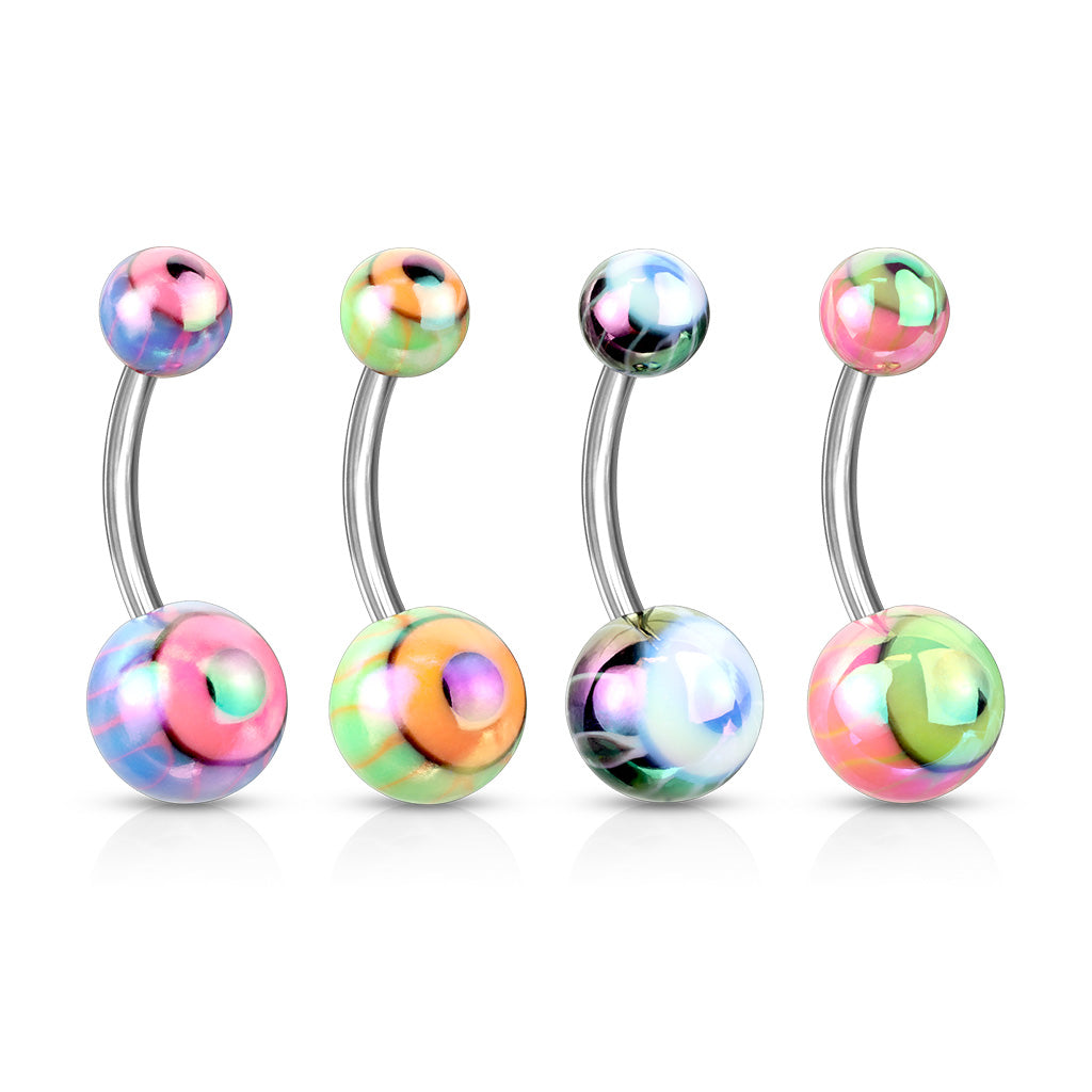 316L Surgical Steel Navel Ring with Metallic Coated Eyeball