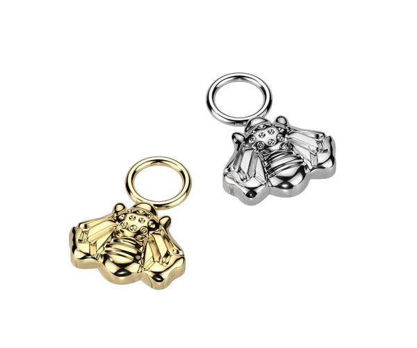 ASTM F136 Titanium Implant Grade Titanium Dangle Bee Charm for Hoops,...