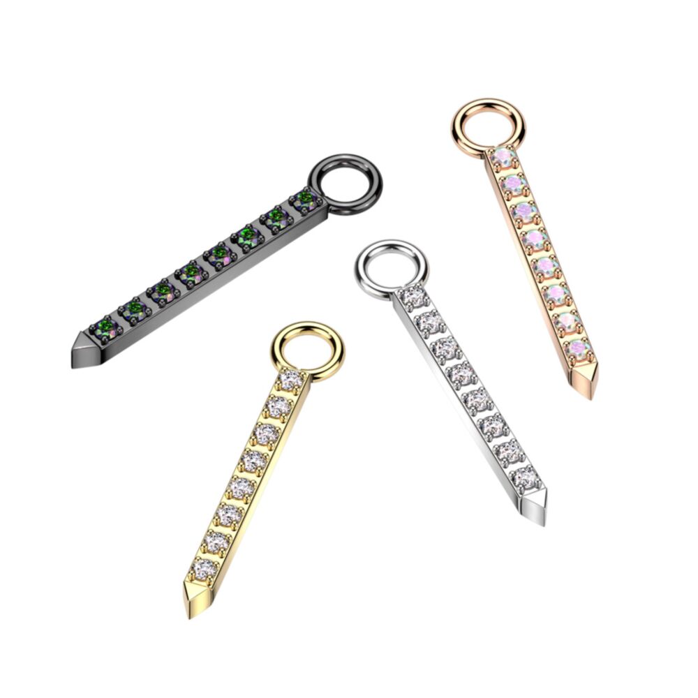 ASTM F136 Titanium Implant Grade Titanium Dangle CZ Pave Bar for Hoops,...