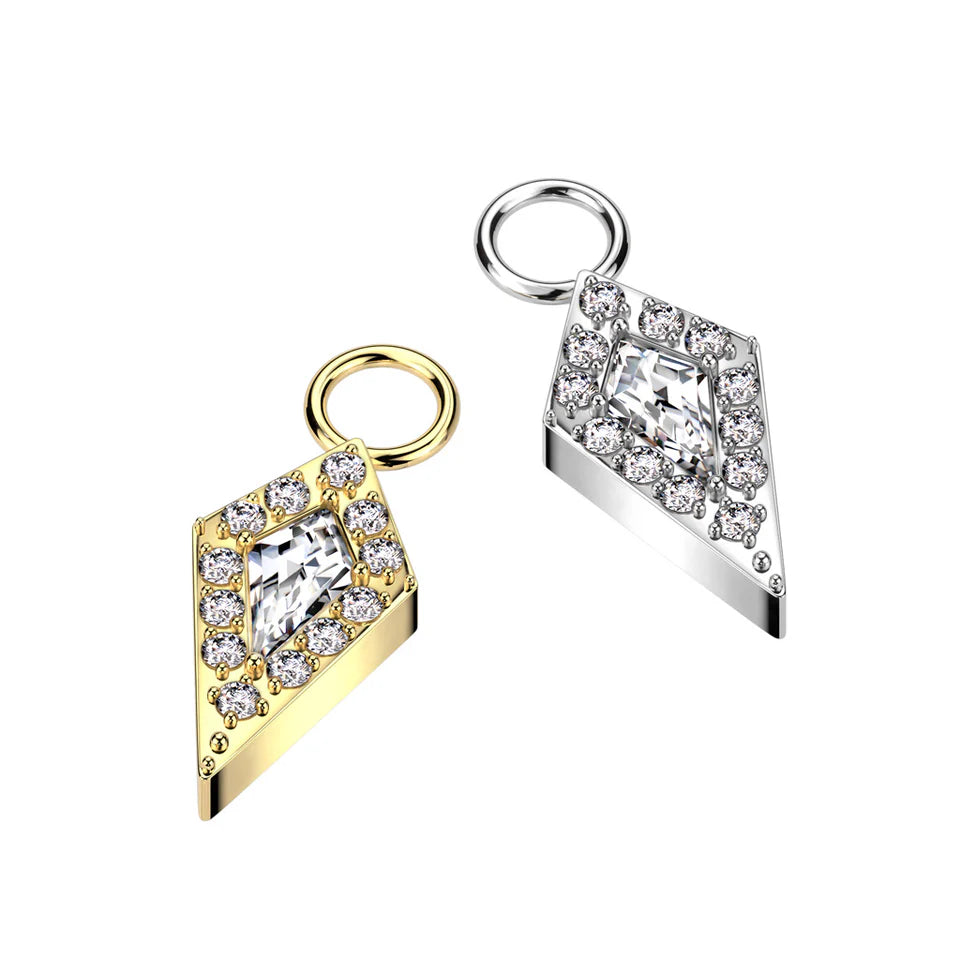 ASTM F136 Titanium Implant Grade Titanium Dangle CZ Pave Spear Charm...